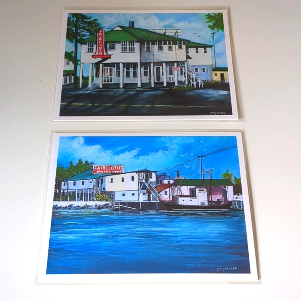 Lot of 2 New Fine Art Prints of Original Acrylic Paintings 10"X8" Seafood Shack